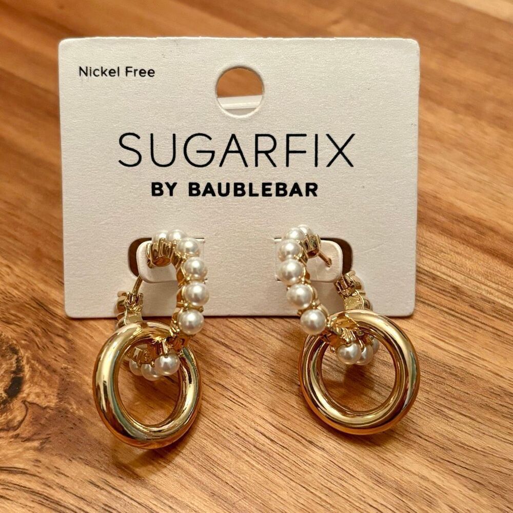 Sugarfix by BaubleBar | Faux Pearl Double Hoops | 1 1/2” Length